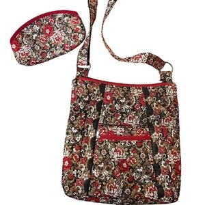 by Tavi Fall Color Floral Crossbody Purse and Matching Make-Up Bag